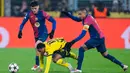 Kemenangan ini membuat Barcelona naik ke peringkat kedua klasemen sementara Liga Champions dengan torehan 15 poin dari enam pertandingan, berjarak tiga poin dari Liverpool di posisi pertama. (AP Photo/Martin Meissner)