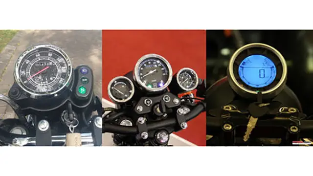 Instrumen panel (kiri-kanan): Kawasaki W175, Viar Vintech 200, Viar Vintech 250
