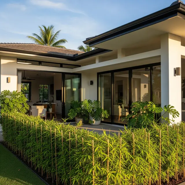 Teras Rumah dengan Pagar Tanaman Hidup (Gemini AI)