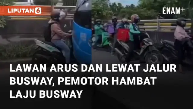 Kembali terjadi kejadian sekumpulan pemotor lawan arus dan lewat jalur busway