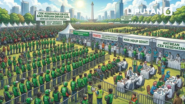 Banner Infografis Cek Kesehatan Gratis untuk Ribuan Ojol.
